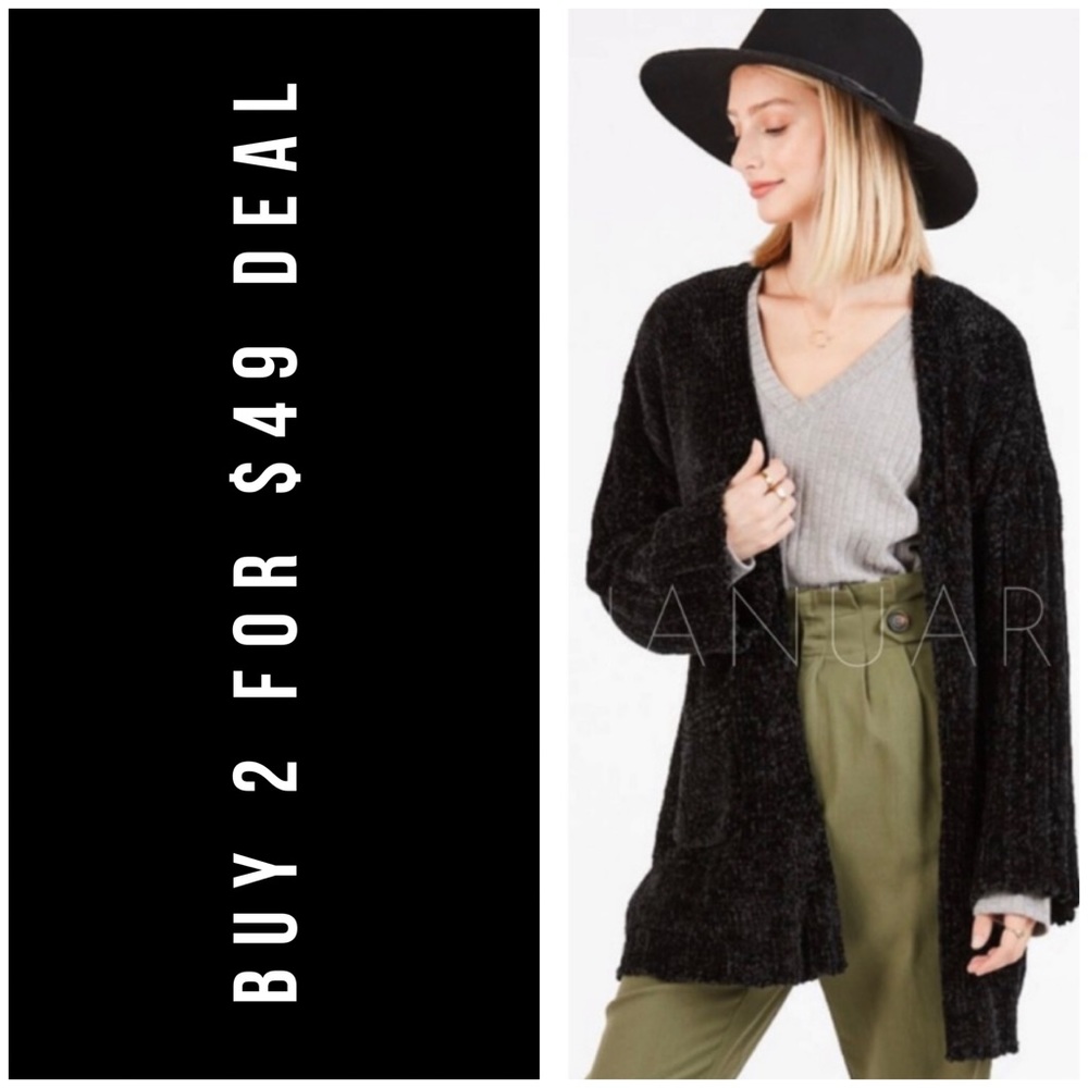 ❄️BLACK CHENILLE CARDIGAN